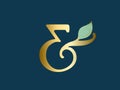 Ampersand logo. Decorative plant, floral bud elements. Royalty Free Stock Photo