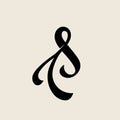 Ampersand, letter s logo. Decorative, ornate elements.
