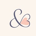 Ampersand logo. Decorative heart element. Love symbol. Royalty Free Stock Photo
