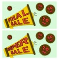 Set of two banners with a sale announcement. Royalty Free Stock Photo