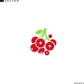 Cranberry icon. Fresh berries with green leaves
