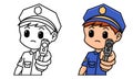 Cute policeman coloring page for kids