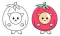 Cat in tomato costum coloring page for kids Royalty Free Stock Photo