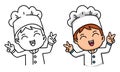 Cute chef boy coloring page for kids Royalty Free Stock Photo