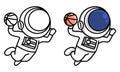 Astronaut dunking basketball coloring page for kids