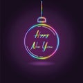 New year 2022. Neon, cool, stylish and bright card invitation to the party with a balloon and congratulations.