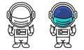 Astronaut wearing protective Medical mask coloring page for kids