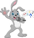 Cartoon rabbit singing isolated on white background Royalty Free Stock Photo