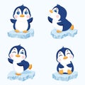 Set of cute penguins on an ice floe. Royalty Free Stock Photo