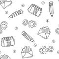 Hand drawn seamless pattern of business and finance elements