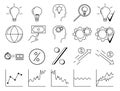 Business and marketing line icons collection.-business people, human resources, office management, search for ideas, percent, diag