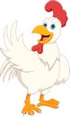 Cartoon cute chicken waving on white background Royalty Free Stock Photo