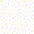 Cute seamless pattern with small pastel flowers on whiy background.