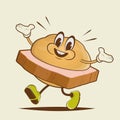 Funny cartoon illustration of German specialty food meatloaf called LeberkÃÂ¤se