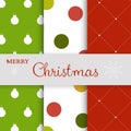 Christmas set of three patterns with the inscription Merry Christmas and decorated with snowflakes. Royalty Free Stock Photo