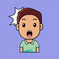 Cute boy emoji surprised, amazed, wow face expression cartoon