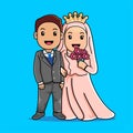 Happy cute couple wedding cartoon Royalty Free Stock Photo