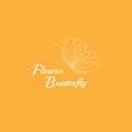 Butterfly logo in simple minimalist line art monoline style Royalty Free Stock Photo