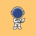 Cute astronaut working on laptop cartoon