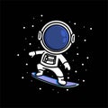 Cute astronaut with surfboard cartoon
