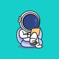 Cute astronaut working on laptop cartoon