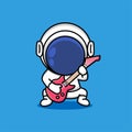 Cute astronaut rock musician is playing electrical guitar cartoon Royalty Free Stock Photo