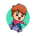 Cute boy playing skateboard cartoon Royalty Free Stock Photo