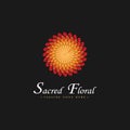 Sacred flower logo inspiration ideas with fire burning like the sun, Sacred flower abstract floral logo Royalty Free Stock Photo