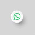 Whatsapp flat icon within 3D rounded background .