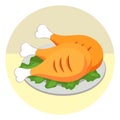 Flat color icon for roast. Royalty Free Stock Photo