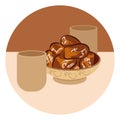 Flat color icon for meal. Royalty Free Stock Photo
