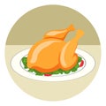 Flat color icon for chicken. Royalty Free Stock Photo