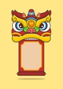 Chinese New Year Lion Dance Head Bite Scroll Royalty Free Stock Photo