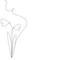 Spring flowers silhouette line drawing vector illustration Royalty Free Stock Photo