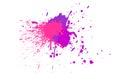 Splatter violet pink purple color painting Ink drops and splashes. Blotter spots liquid paint drip drop splash on white background Royalty Free Stock Photo