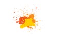 Splatter orange color painting Ink drops and splashes. Blotter spots liquid paint drip drop splash on white background Royalty Free Stock Photo