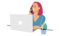 Woman telephone consultant in workplace Royalty Free Stock Photo