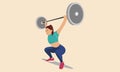Woman lifting weights with barbell