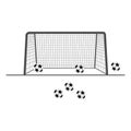 Web Soccer. Vector illustration of a ball, goal, and football field. Isolated on a blank, editable background. Royalty Free Stock Photo