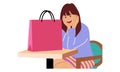 Shopping people vector concepts. Flat design. Characters with gift boxes, paper bags Royalty Free Stock Photo