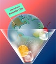 International Bartender\'s Day poster. With a cocktail and a globe