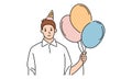 Happy birthday. A man holding balloon Royalty Free Stock Photo