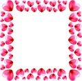 Frame of red hearts ideal for Valentines Day