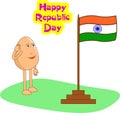 Patriot egg cartoon - Patriot egg cartoon saluting Indian National Flag on Republic Day. Vector Illustration.