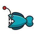 angler fish color icon logo vecto,