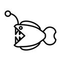 angler fish line art icon logo vecto,