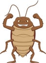 Cartoon cute cockroach waving on white background