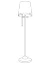 Floor lamp, vintage floor lamp with lampshade - vector linear picture for coloring. Vintage lamp in scandinavian style. Outline