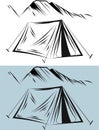 Tent on a background of mountains.