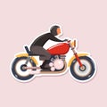 Sticker rider motorcycle image sticker flat vector illustration and design Royalty Free Stock Photo
